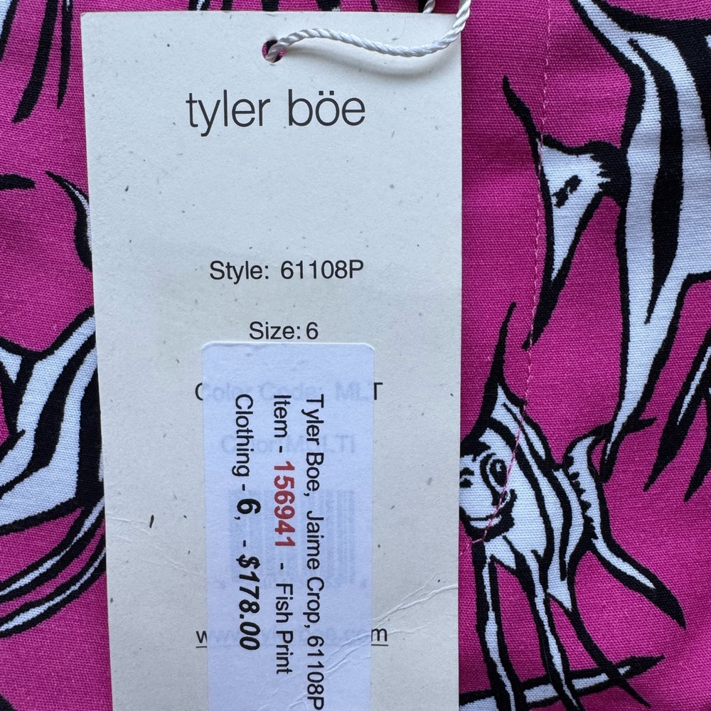 NWT Tyler Boe Pink and White Fish Pants Leggings 6 New $178 - Picture 4 of 7